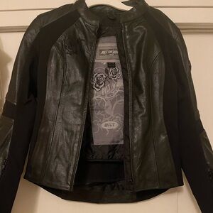 Women's Black Leather Motorcycle Jacket